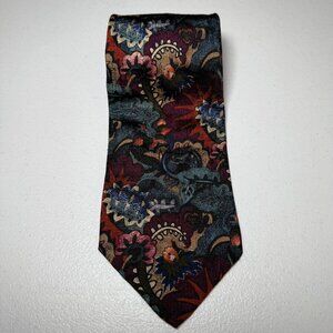 MENS SILK TIE DARK MOODY COLORFUL PRINT PURPLE BLUES ORANGE 57'' XMI NORDSTROM